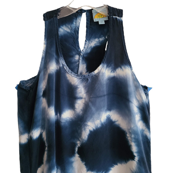 C & C‎ CALIFORNIA Indigo Blue Tie Dye Maxi Tank Dress 83S23Q02 Women's Small - Picture 4 of 11